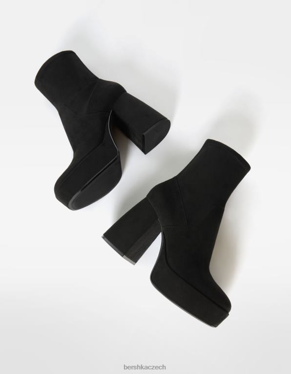 ženy Bershka vypasované kotníkové boty na vysokém podpatku P88442312 obuv Černá