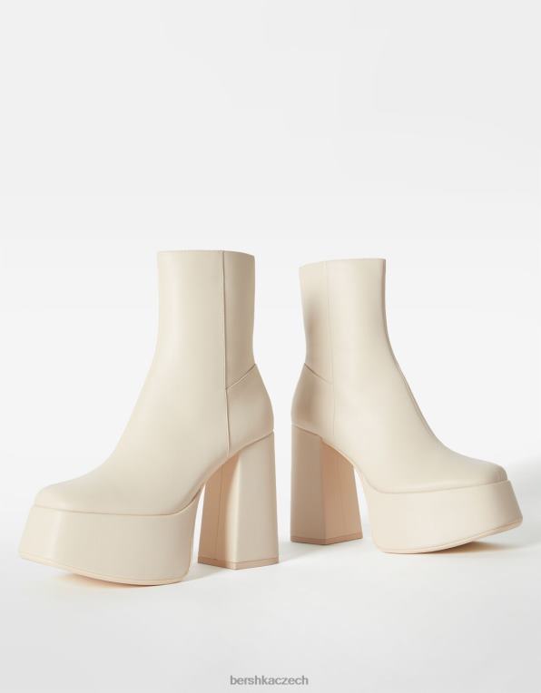 ženy Bershka xl kotníkové boty na vysokém podpatku na platformě P88442298 obuv ecru
