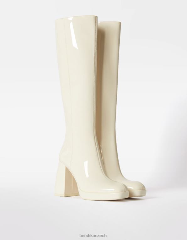 ženy Bershka mini kozačky na platformě na vysokém podpatku P88442309 obuv ecru