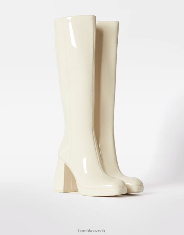 ženy Bershka mini kozačky na platformě na vysokém podpatku P88442311 obuv ecru
