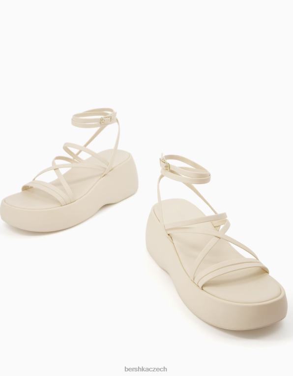 ženy Bershka páskové sandály na platformě s páskem kolem kotníku P88442207 obuv ecru