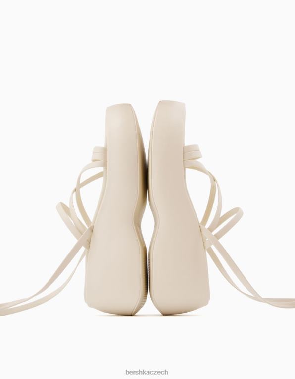 ženy Bershka páskové sandály na platformě s páskem kolem kotníku P88442207 obuv ecru