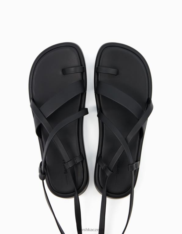 ženy Bershka ploché mini sandály na platformě s páskem kolem kotníku P88442239 obuv Černá