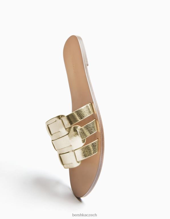 ženy Bershka ploché sandály s popruhy P88442232 obuv zlato