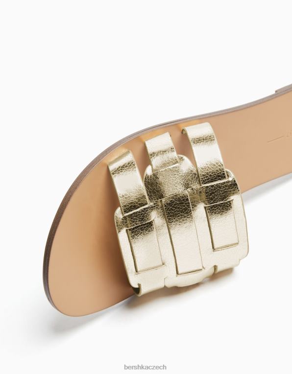 ženy Bershka ploché sandály s popruhy P88442232 obuv zlato