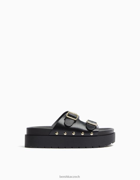 ženy Bershka sandály na ploché platformě s přezkami P88442014 obuv Černá