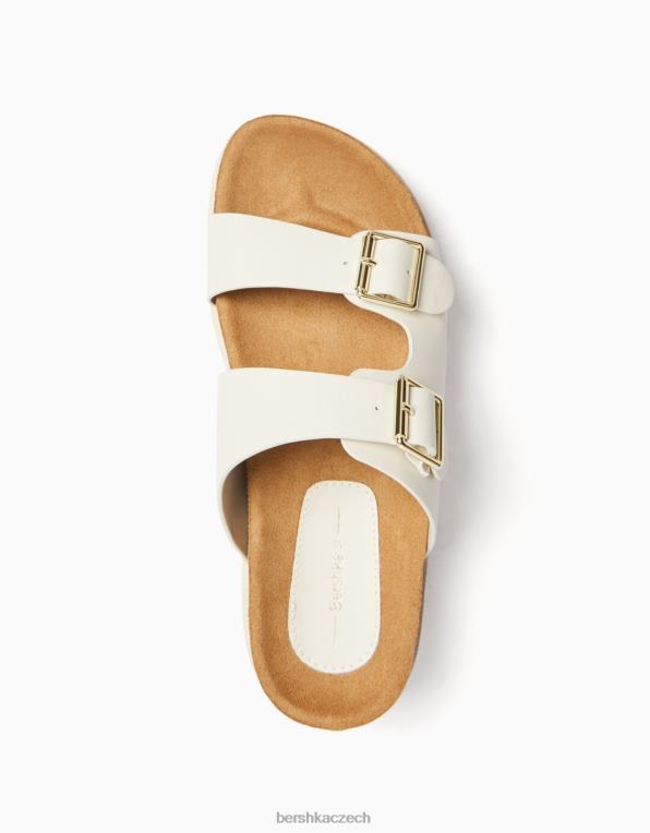 ženy Bershka sandály na ploché platformě s přezkami P88442015 obuv ecru
