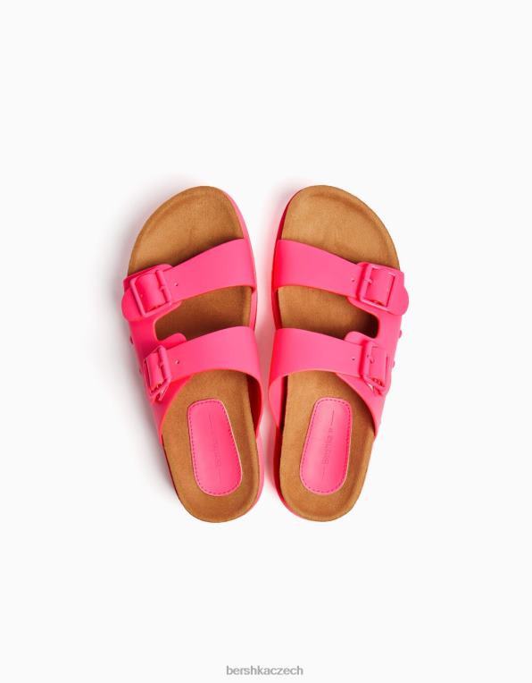 ženy Bershka sandály na ploché platformě s přezkami P88442219 obuv fuchsie