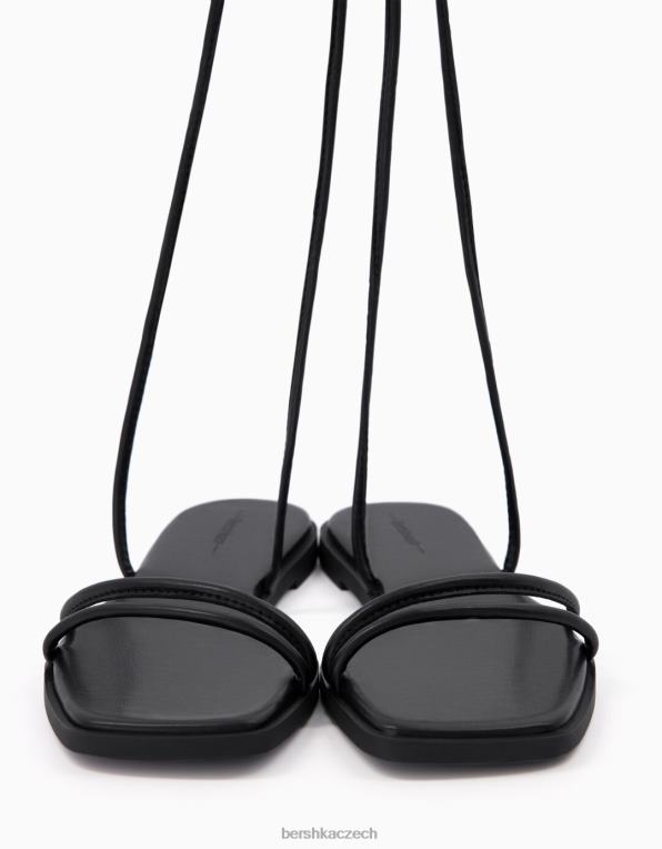 ženy Bershka zavázané ploché sandály P88442209 obuv Černá