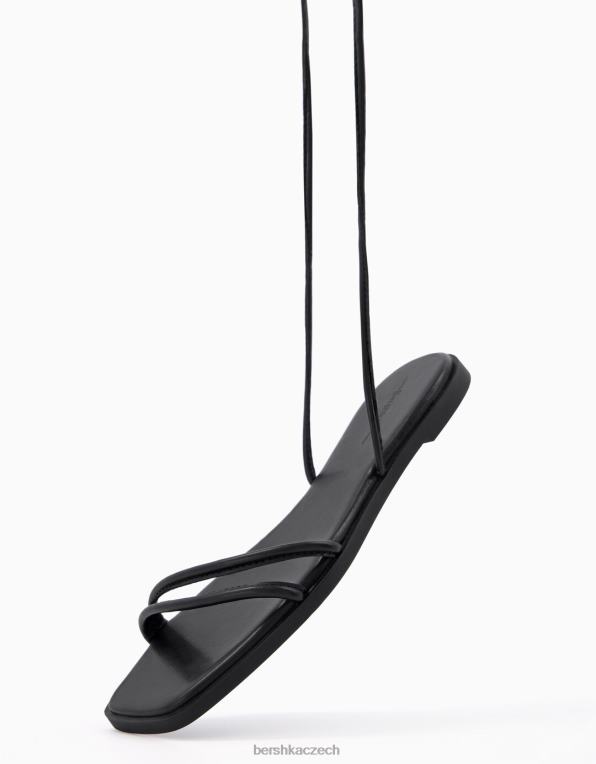 ženy Bershka zavázané ploché sandály P88442209 obuv Černá