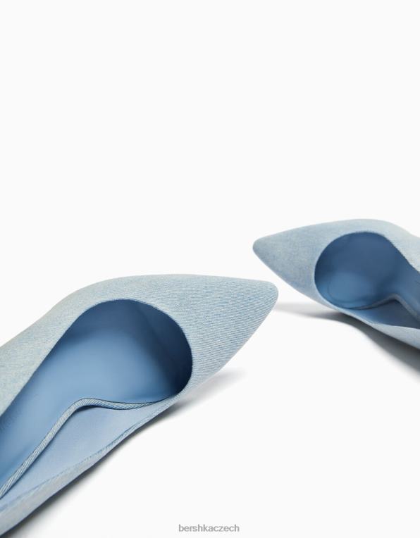 ženy Bershka džínové boty na vysokém podpatku P88441920 obuv vymytá modrá