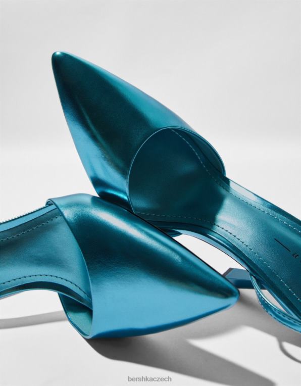 ženy Bershka kovové slingback boty na vysokém podpatku P88442257 obuv modrý