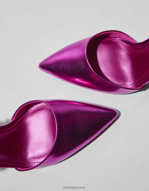 ženy Bershka kovové slingback boty na vysokém podpatku P88442258 obuv fuchsie