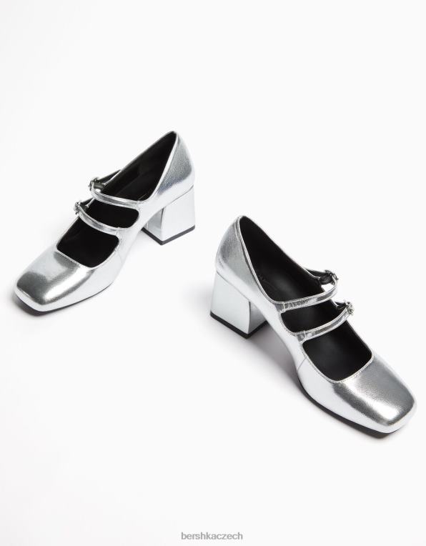 ženy Bershka mary jane block boty na podpatku P88442271 obuv stříbrný