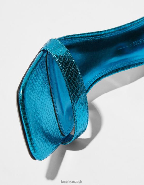 ženy Bershka drahokamové kotníkové sandály na vysokém podpatku P88442136 obuv modrý