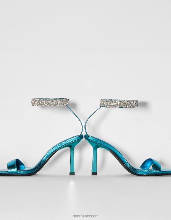 ženy Bershka drahokamové kotníkové sandály na vysokém podpatku P88442137 obuv modrý