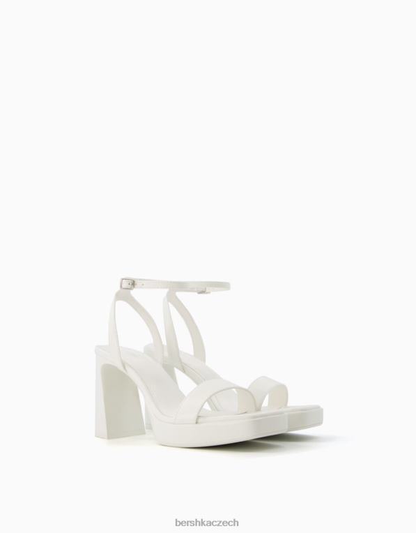ženy Bershka mini sandály na platformě s páskem kolem kotníku P88442148 obuv bílý