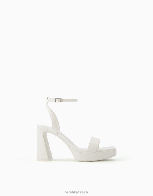 ženy Bershka mini sandály na platformě s páskem kolem kotníku P88442148 obuv bílý