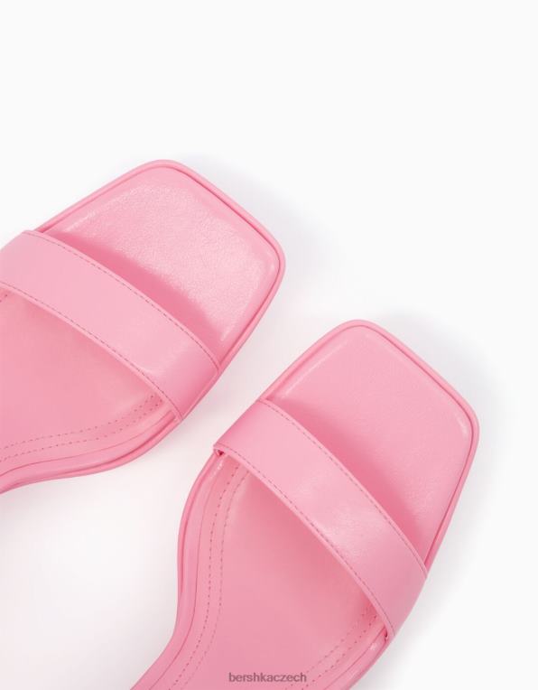 ženy Bershka mini sandály na platformě s páskem kolem kotníku P88442149 obuv růžový