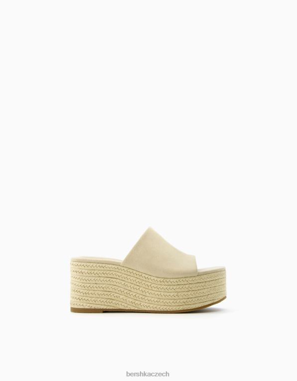 ženy Bershka muly s jutovými platformami P88442141 obuv ecru