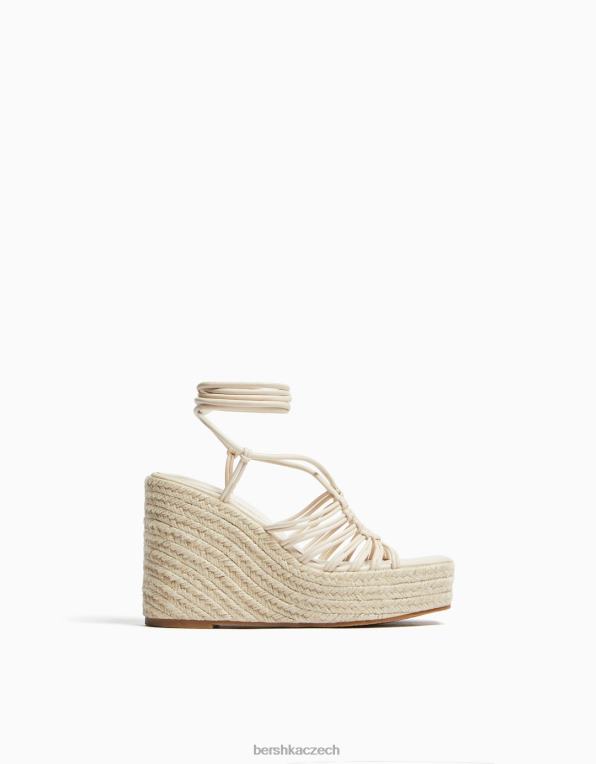 ženy Bershka šněrovací espadrilky na klínku P88442171 obuv ecru
