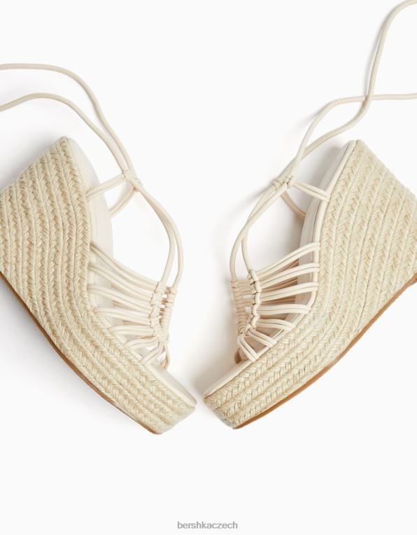ženy Bershka šněrovací espadrilky na klínku P88442180 obuv ecru