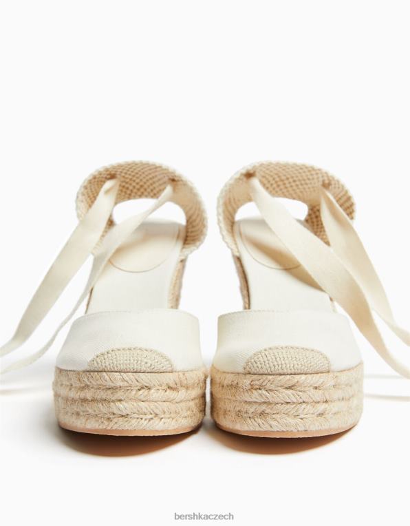 ženy Bershka šněrovací jutový klín P88442200 obuv ecru
