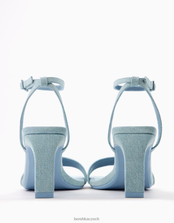 ženy Bershka páskové džínové sandály na vysokém podpatku s páskem kolem kotníku P88441846 obuv výhradní