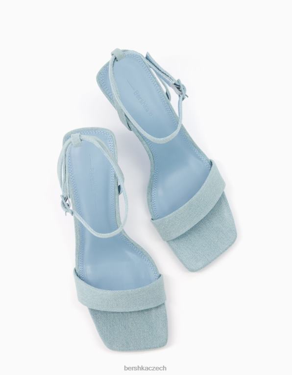 ženy Bershka páskové džínové sandály na vysokém podpatku s páskem kolem kotníku P88441958 obuv výhradní