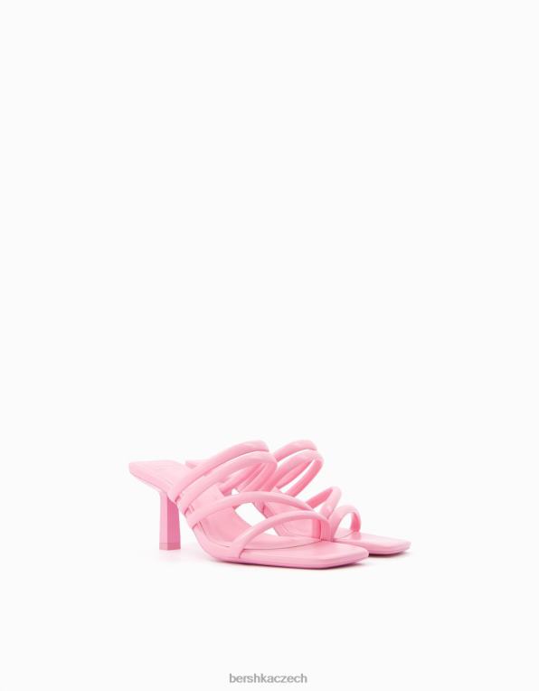 ženy Bershka páskové sandály na jehlovém podpatku P88442165 obuv růžový