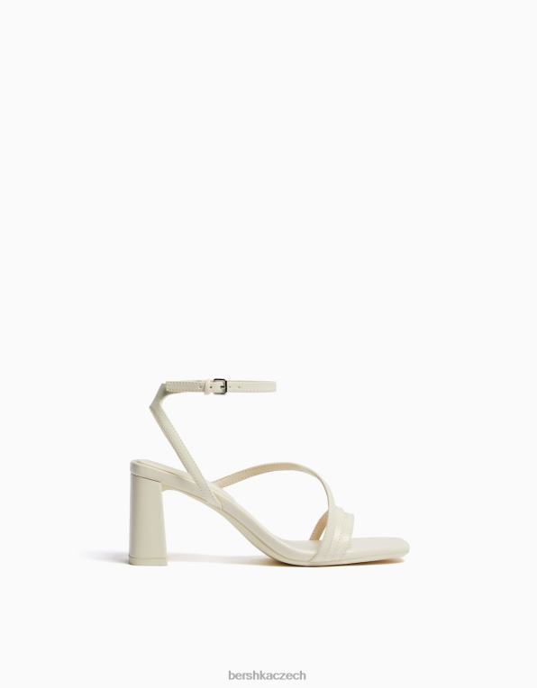 ženy Bershka páskové sandály na vysokém podpatku s páskem kolem kotníku P88442135 obuv ecru