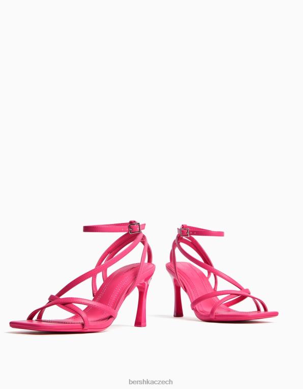 ženy Bershka páskové sandály na vysokém podpatku s páskem kolem kotníku P88442179 obuv fuchsie