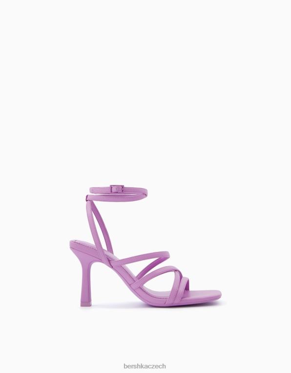 ženy Bershka páskové sandály na vysokém podpatku s páskem kolem kotníku P88442196 obuv fialový