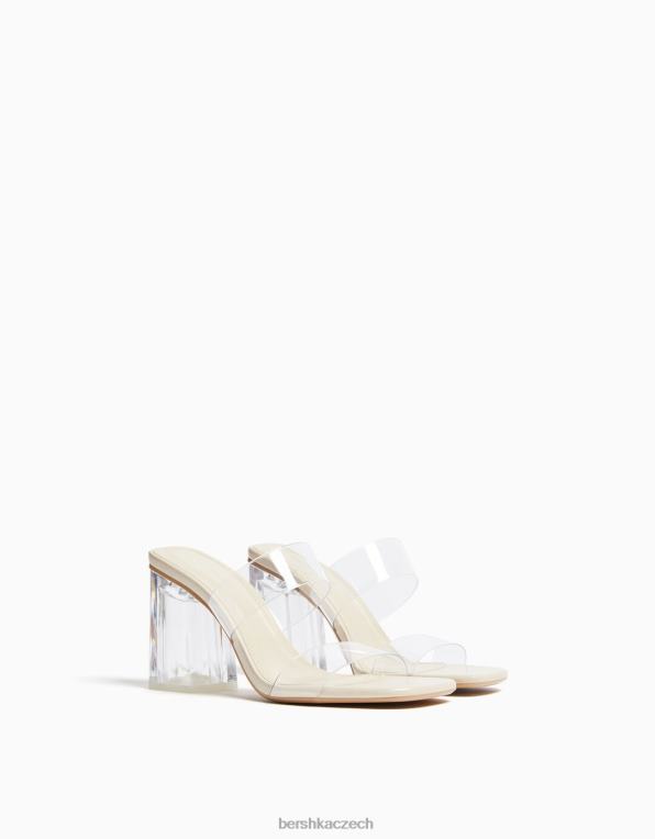 ženy Bershka sandály na podpatku s vinylovými pásky P88442133 obuv naprostý