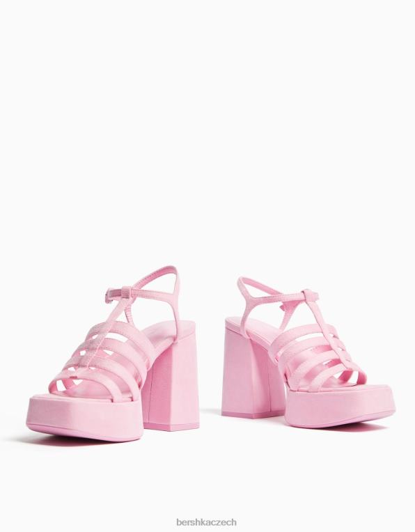 ženy Bershka sandály na vysokém podpatku na platformě P88442169 obuv růžový