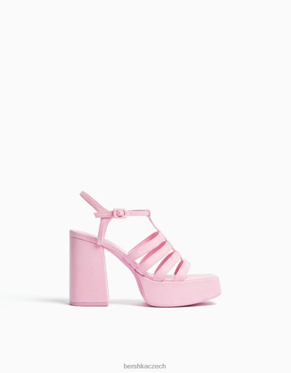 ženy Bershka sandály na vysokém podpatku na platformě P88442169 obuv růžový