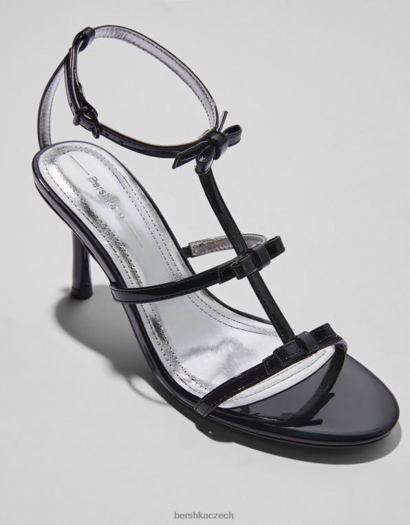 ženy Bershka sandály na vysokém podpatku s mašlemi P88442201 obuv Černá