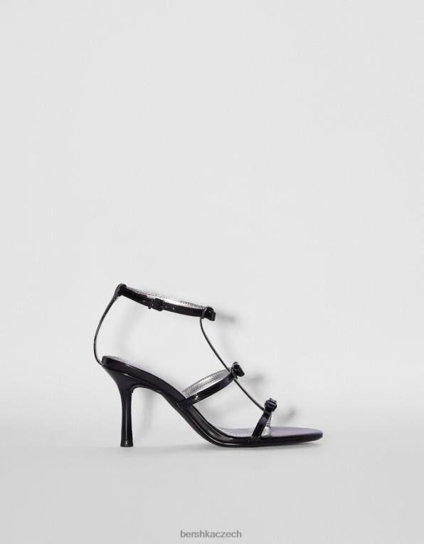 ženy Bershka sandály na vysokém podpatku s mašlemi P88442201 obuv Černá