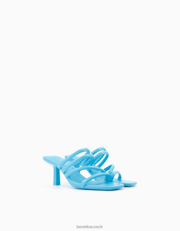 ženy Bershka sandály na vysokém podpatku s trubkovými pásky P88442195 obuv modrý