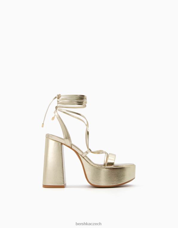 ženy Bershka vázané sandály na kovové platformě na vysokém podpatku P88442337 obuv zlato
