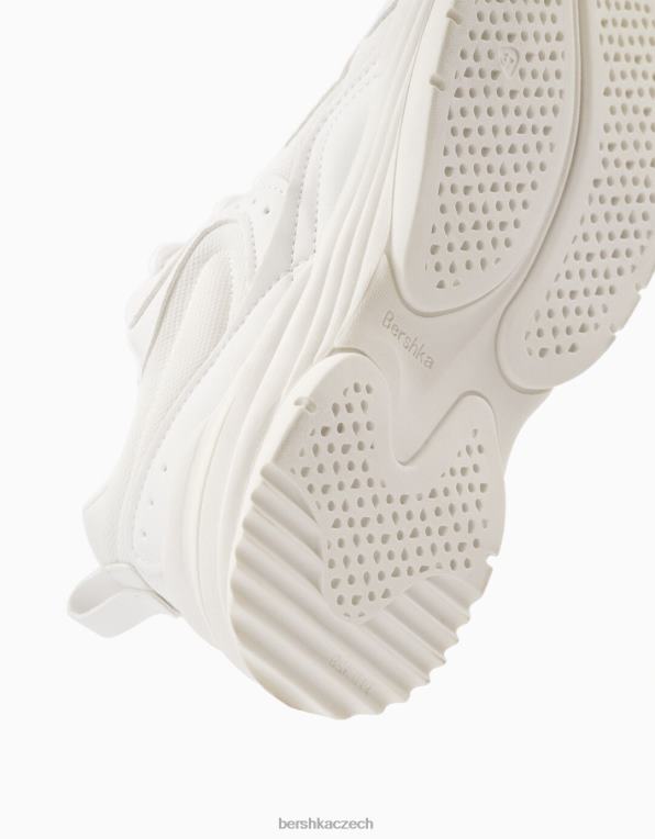 ženy Bershka kontrastní tenisky se síťovaným detailem P88442046 obuv bílý