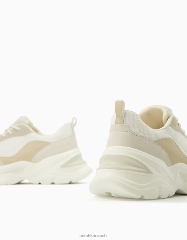 ženy Bershka kontrastní tenisky se síťovaným detailem P88442094 obuv písek