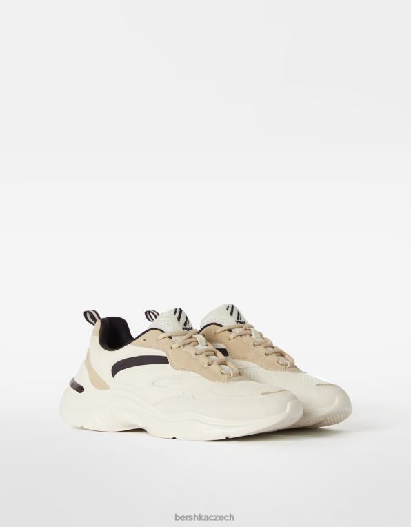 ženy Bershka kontrastní tenisky se síťovaným detailem P88442095 obuv bílý