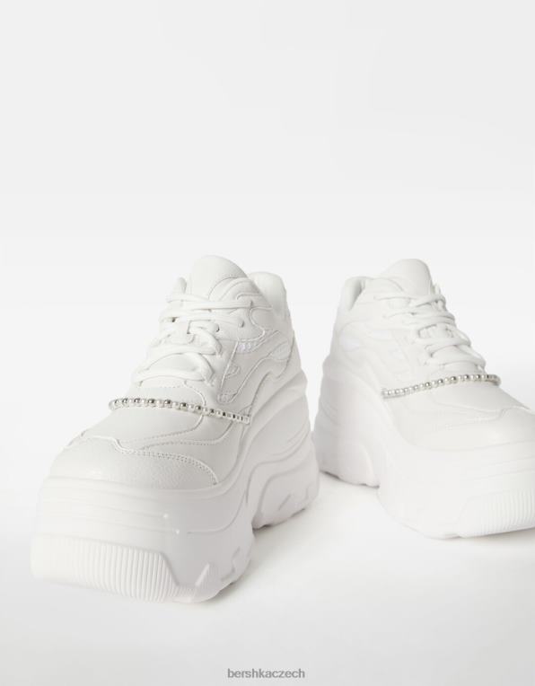 ženy Bershka xl tenisky na platformě s páskem kolem kotníku P88442077 obuv bílý