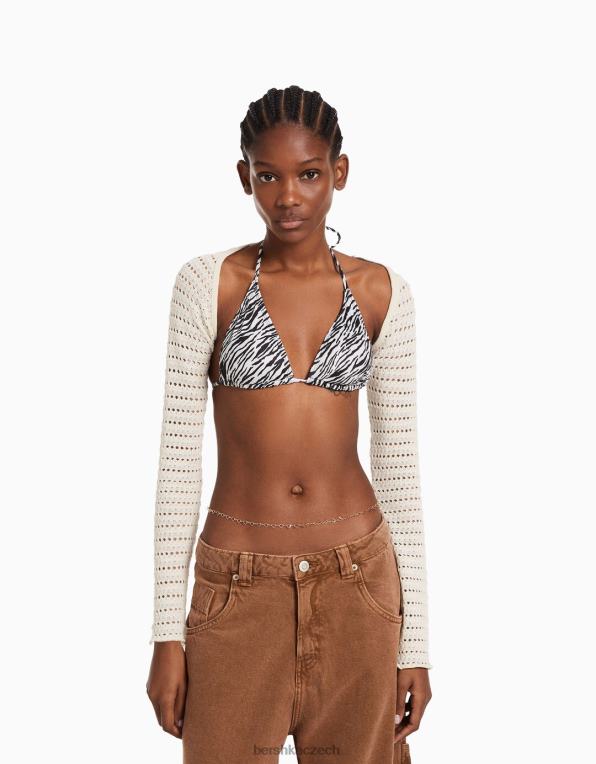 ženy Bershka otevřené pletené ohřívače paží P88441891 Příslušenství krém