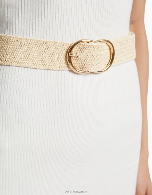 ženy Bershka opasek s dvojitou přezkou v designu rafie P88442541 Příslušenství písek