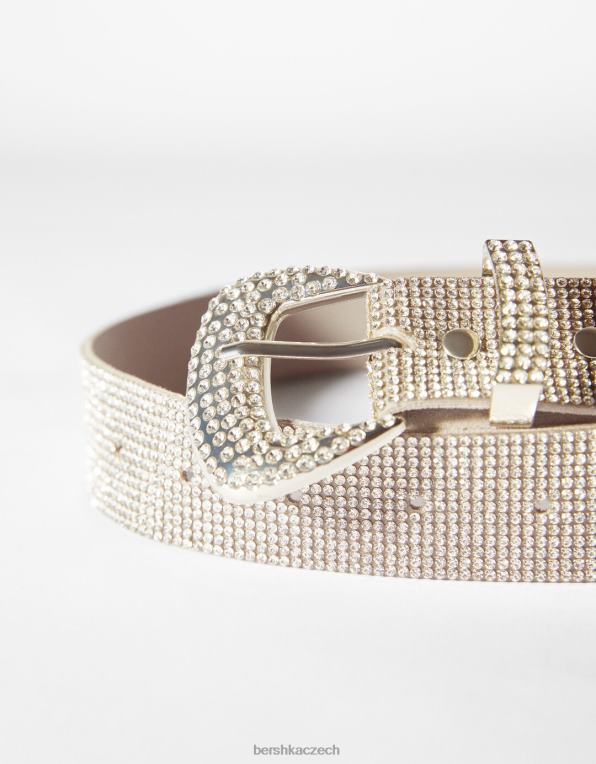 ženy Bershka pásek s kamínkovou sponou P88442546 Příslušenství stříbrný