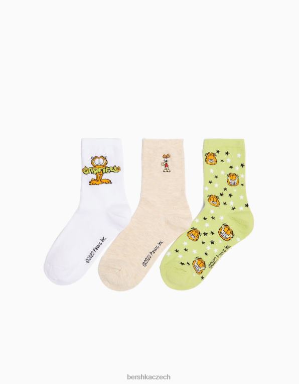 ženy Bershka Garfield balíček 3 vyšívaných ponožek P88442074 Příslušenství zelená