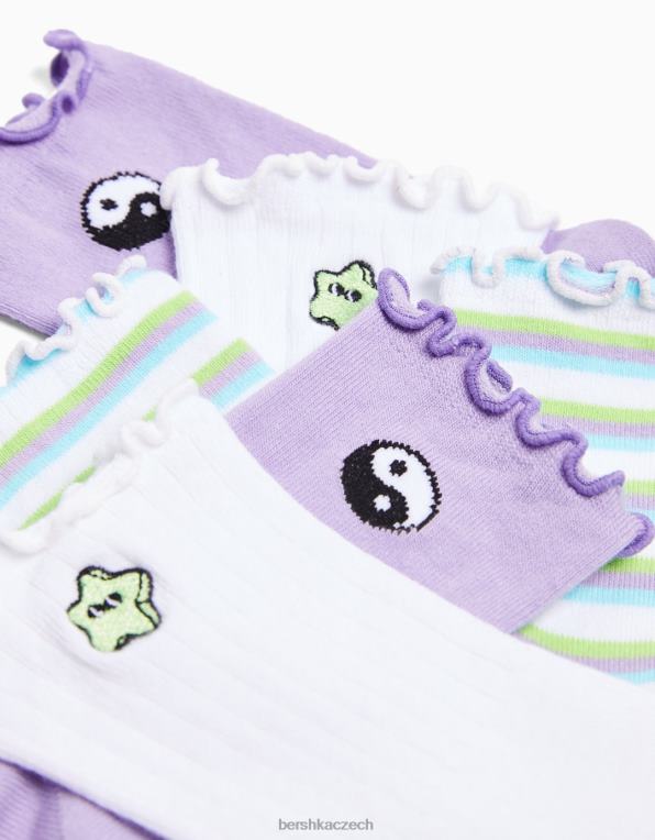 ženy Bershka balení 3 párů vyšívaných ponožek P88442598 Příslušenství zelená