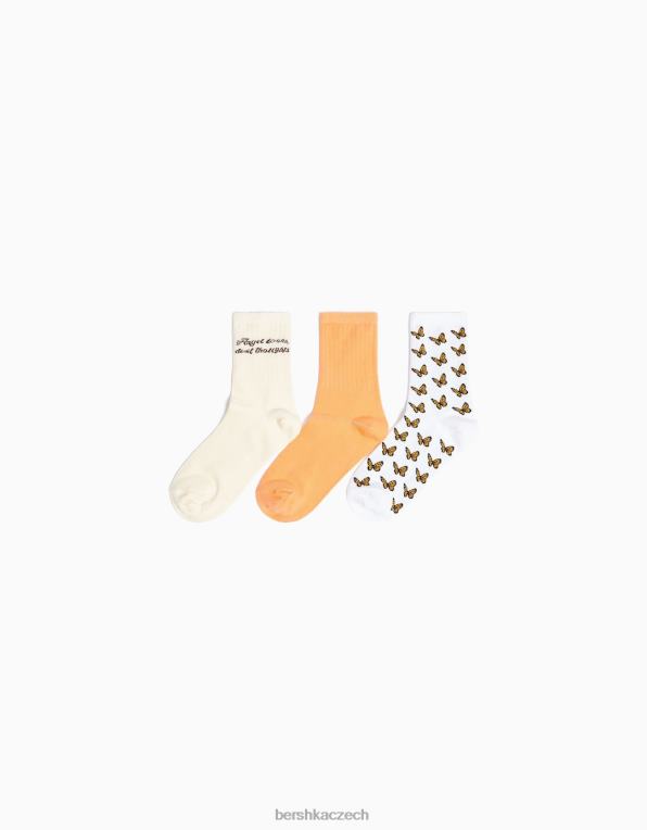 ženy Bershka sada 3 ponožek s potiskem P88442586 Příslušenství krém